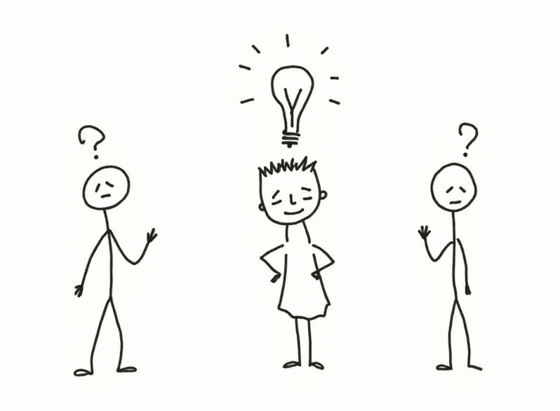Stick figure presentation illustration