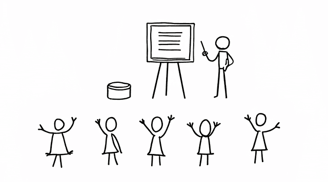 Stick figure presentation illustration